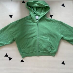 Aritzia TNACozy Green Zipup Hoodie
